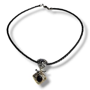 Premier Designs Victorian Gothic 90s Cord Black Stone Necklace